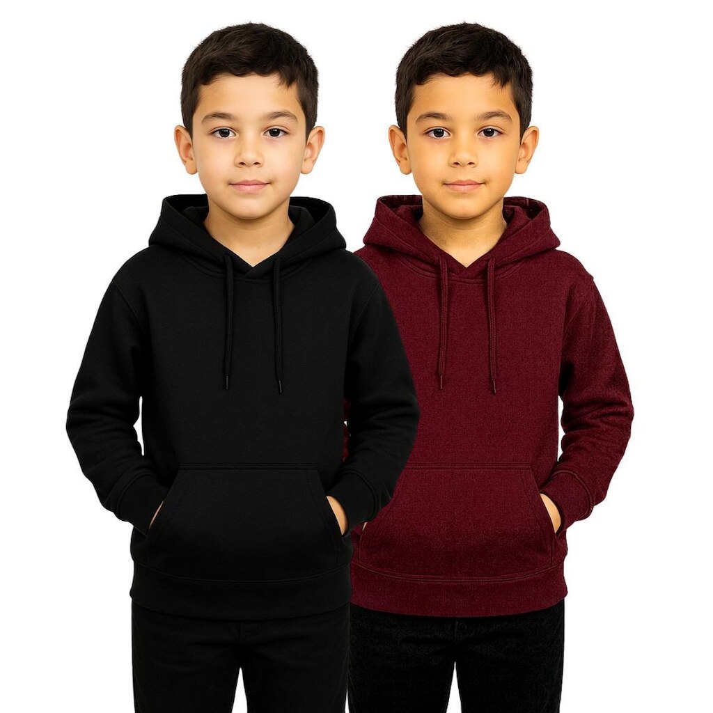 Kit 2 Moletom Infantil com Capuz Bolso Canguru Flanelado Blusa Frio