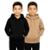 Kit 2 Moletom Infantil com Capuz Bolso Canguru Flanelado Blusa Frio - Preto+Bege