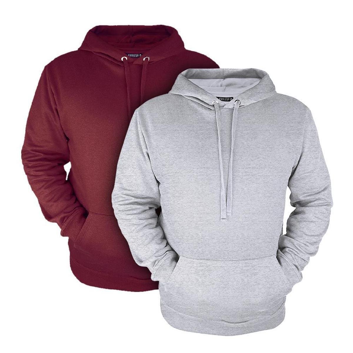 Kit 2 Moletons Casual Conforto Algodão Bolso Canguru Capuz - Cinza+vinho Menor preço em Kit 2 Moletons Casual Conforto Algodão Bolso Canguru Capuz - Cinza+vinho