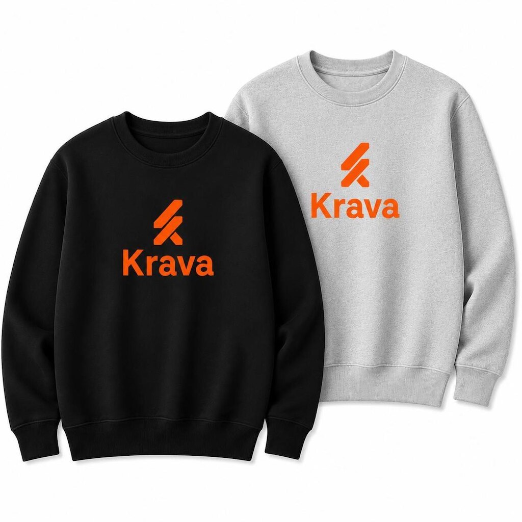 Kit 2 Moletons Gola Careca KRAVA Sport Algodão Masculino Preto e Cinza