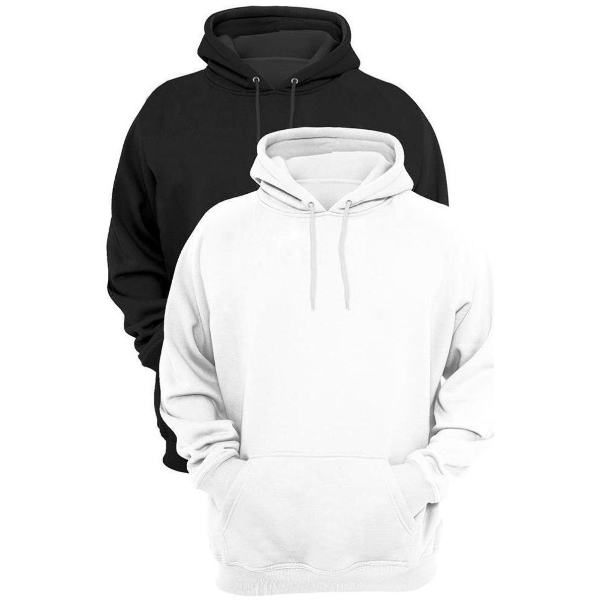 Kit 2 Moletons Masculino Bolso Canguru Casual Capuz Conforto - Branco+Preto Menor preço em Kit 2 Moletons Masculino Bolso Canguru Casual Capuz Conforto - Branco+Preto