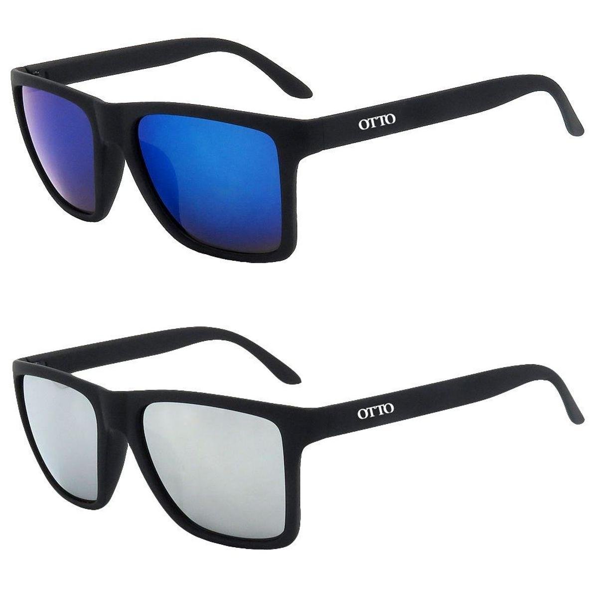 Kit 2 Óculos de Sol OTTO em Grilamid® TR-90 Quadrado Fosco Espelhados - Preto Menor preço em Kit 2 Óculos de Sol OTTO em Grilamid® TR-90 Quadrado Fosco Espelhados - Preto
