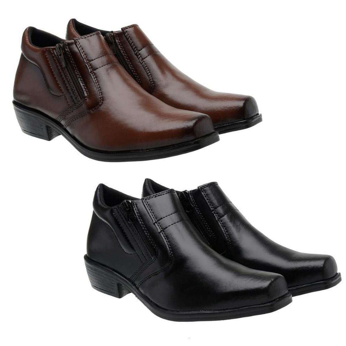 Menor preço em Kit 2 pares Bota Masculino Cano Bico Redondo Sola Conforto
