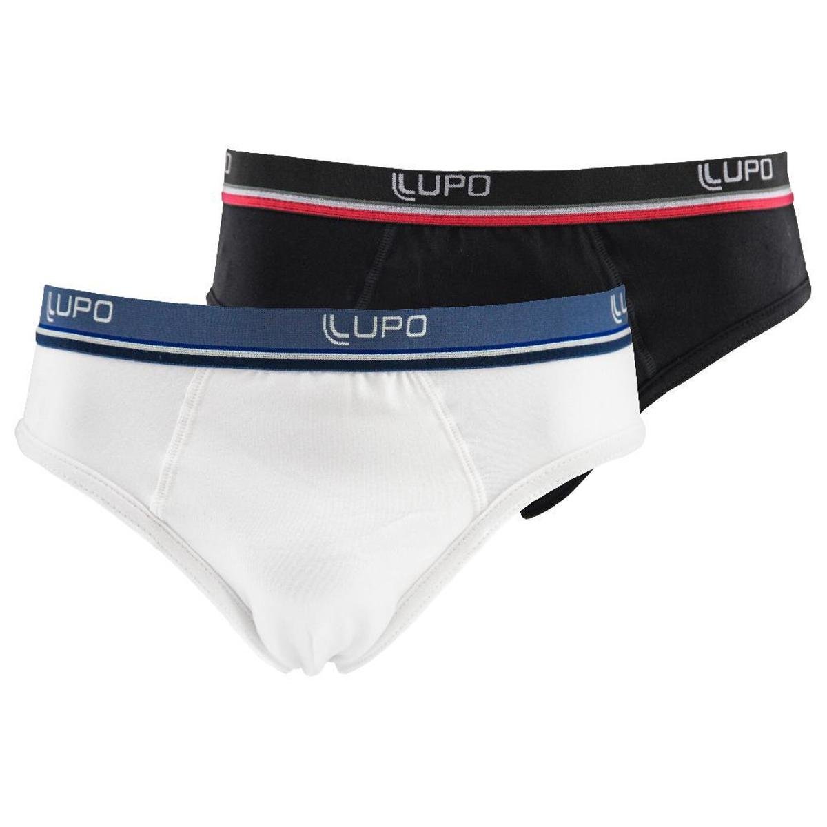 KIT 2 PARES CUECA SLIP LUPO BRACA E PRETA - MASCULINO Menor preço em KIT 2 PARES CUECA SLIP LUPO BRACA E PRETA - MASCULINO