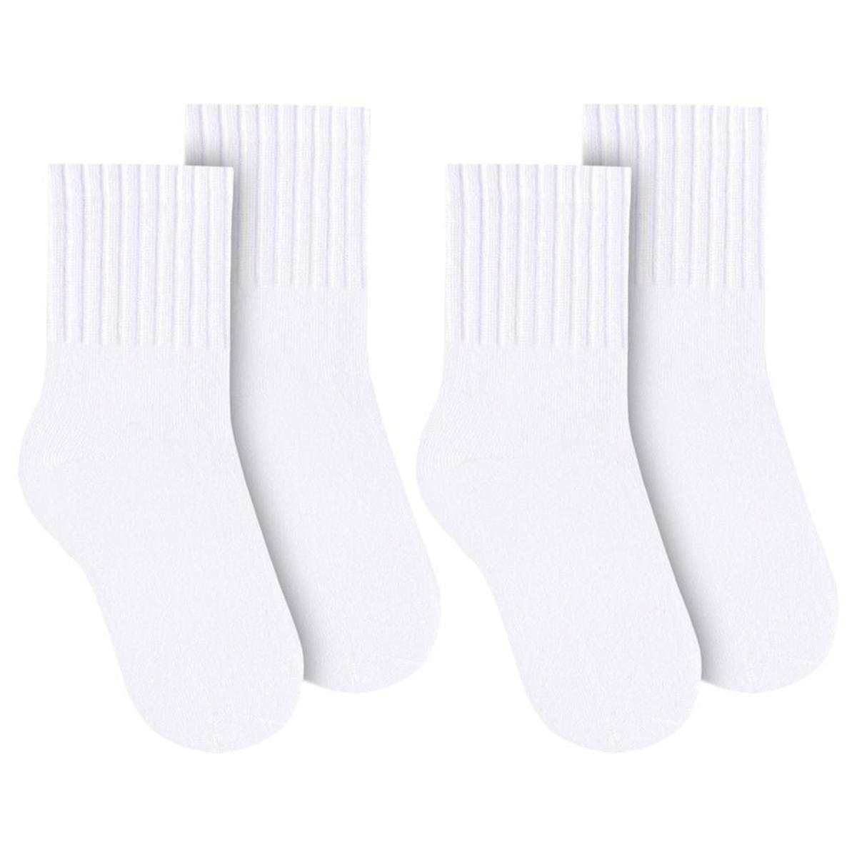 Kit 2 Pares de Meias Selene Básica Cano Médio Inf - Branco Menor preço em Kit 2 Pares de Meias Selene Básica Cano Médio Inf - Branco
