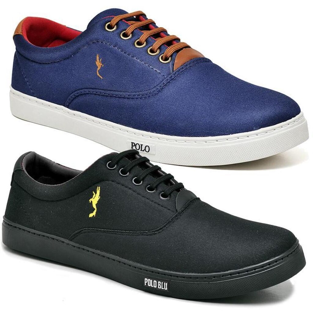 Kit 2 Pares de Tenis Casual Sapatenis Masculino Polo Basico com Bordado