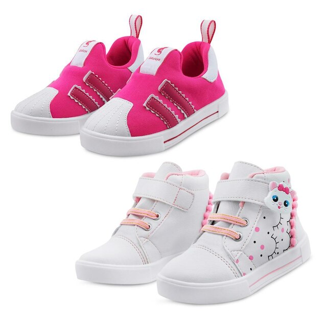 Kit 2 Pares De Tênis Infantil Menina Estiloso Gatinha Gatatuya