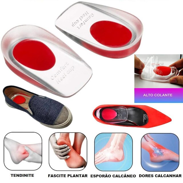 Kit 2 Pares Palmilhas Ortopédicas Gel Sola Salto Calcanhar