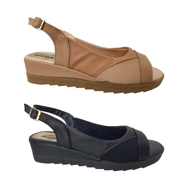 Kit 2 Pares Sandália Feminina Anabela Super Conforto Moda Pé 01