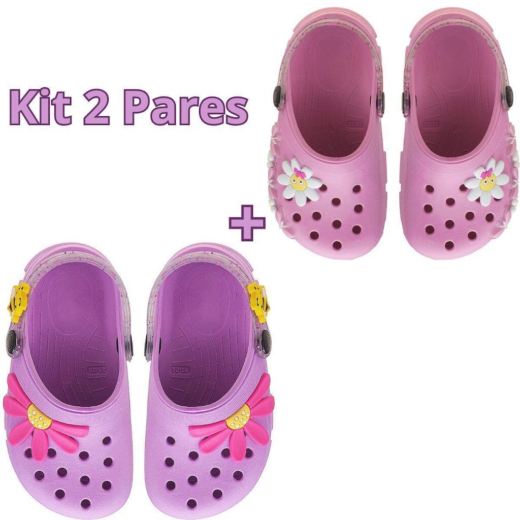 Kit 2 Pares Sandália Infantl Feminina Macio e Confortável