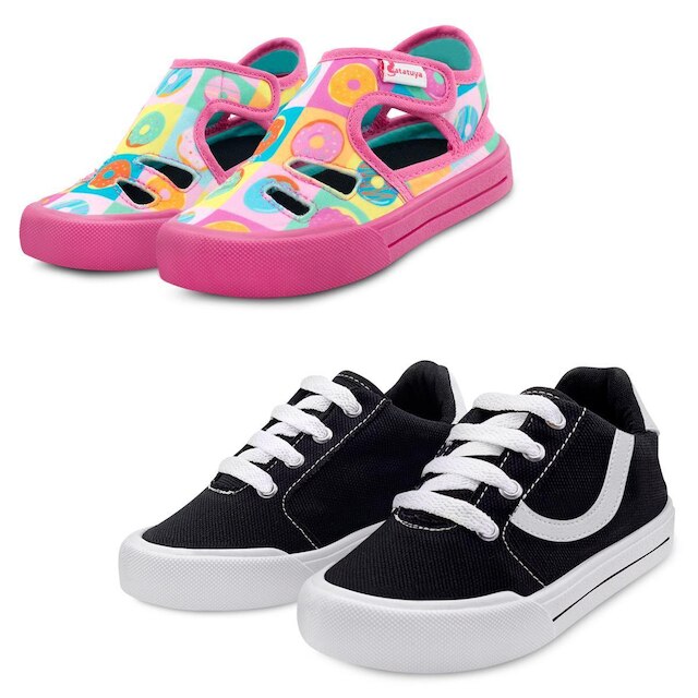 Kit 2 Pares Sandália Papete Infantil Cupcake E Tênis Menina Casual Gatatuya