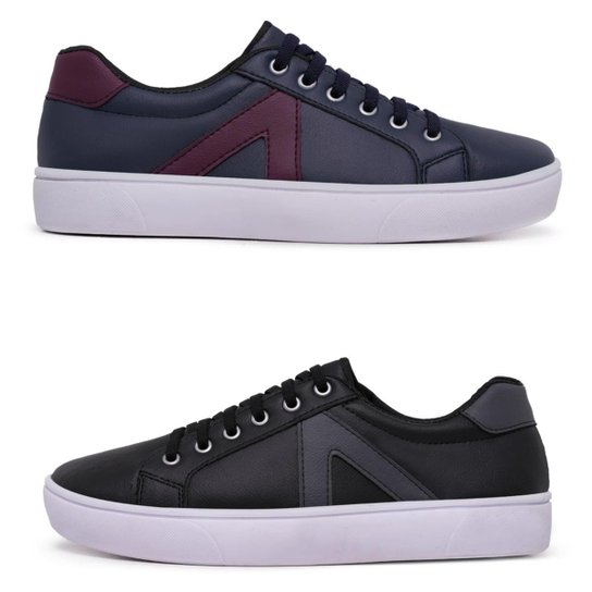 Kit 2 Pares Sapatênis Masculino Casual Ajuste Em Elástico