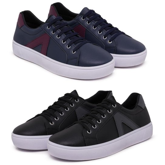 Kit 2 Pares Sapatênis Masculino Casual Ajuste Em Elástico