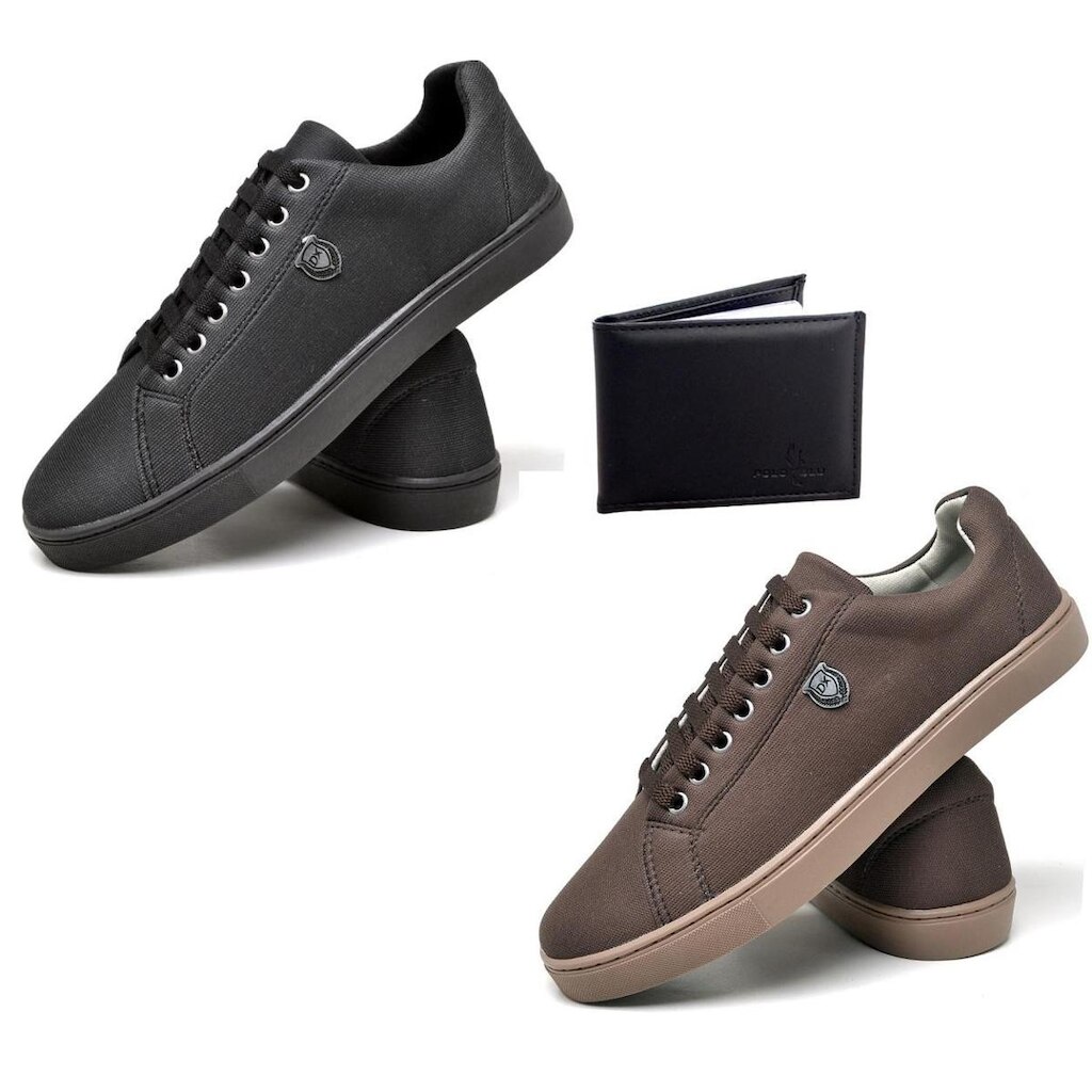 Kit 2 Pares Sapatenis Masculino Casual Confortavel Com Carteira