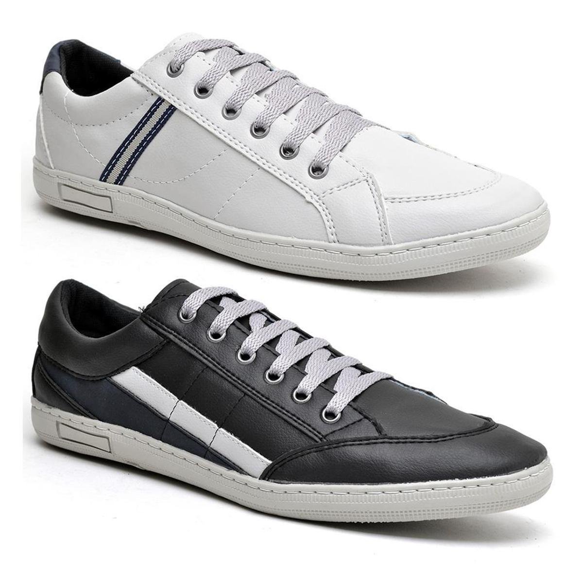 Kit 2 Pares Sapatênis Masculino DexShoes Casual Conforto - Cinza+Preto |  Zattini