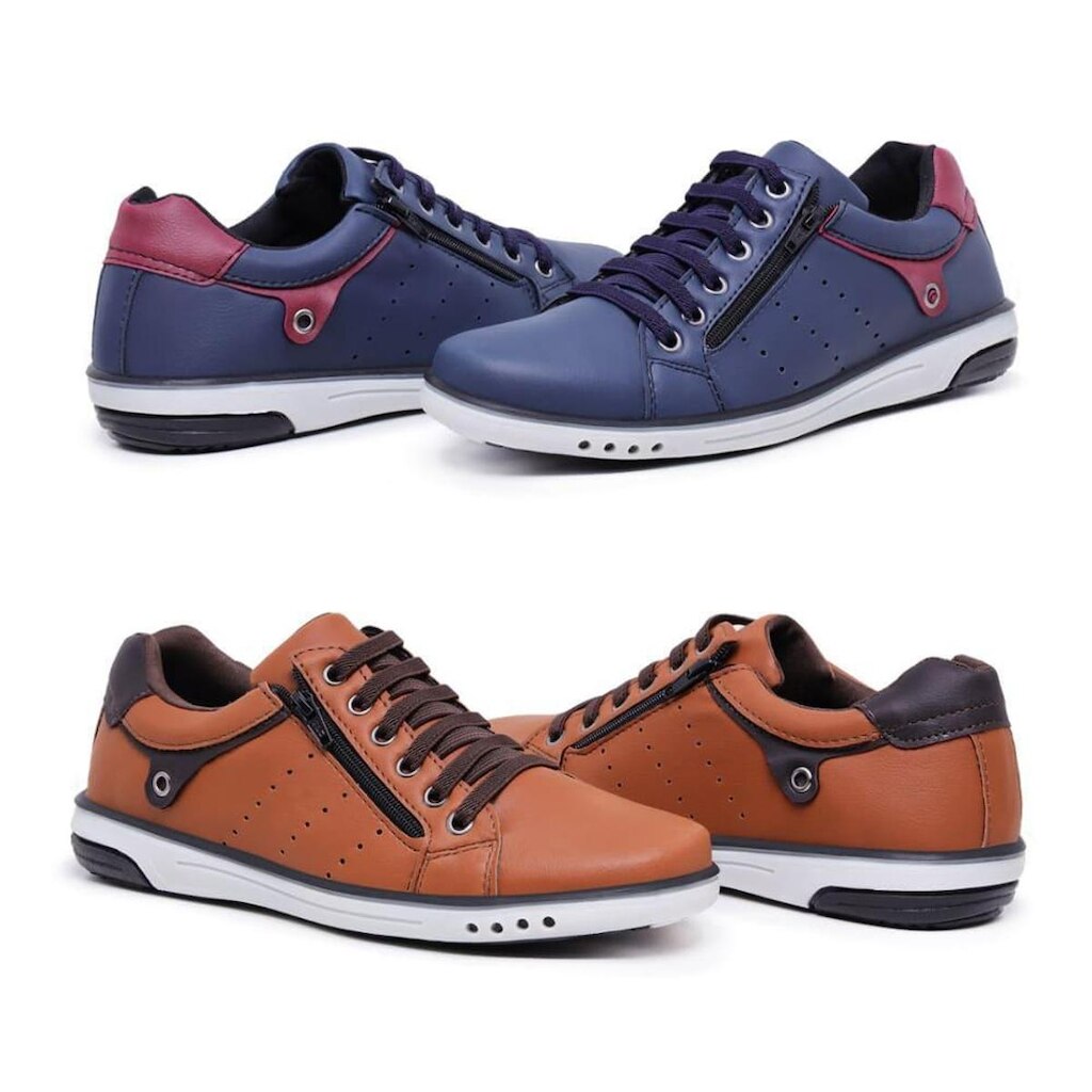 Kit 2 Pares Sapatênis Masculino Fechamento Elastico e Ziper