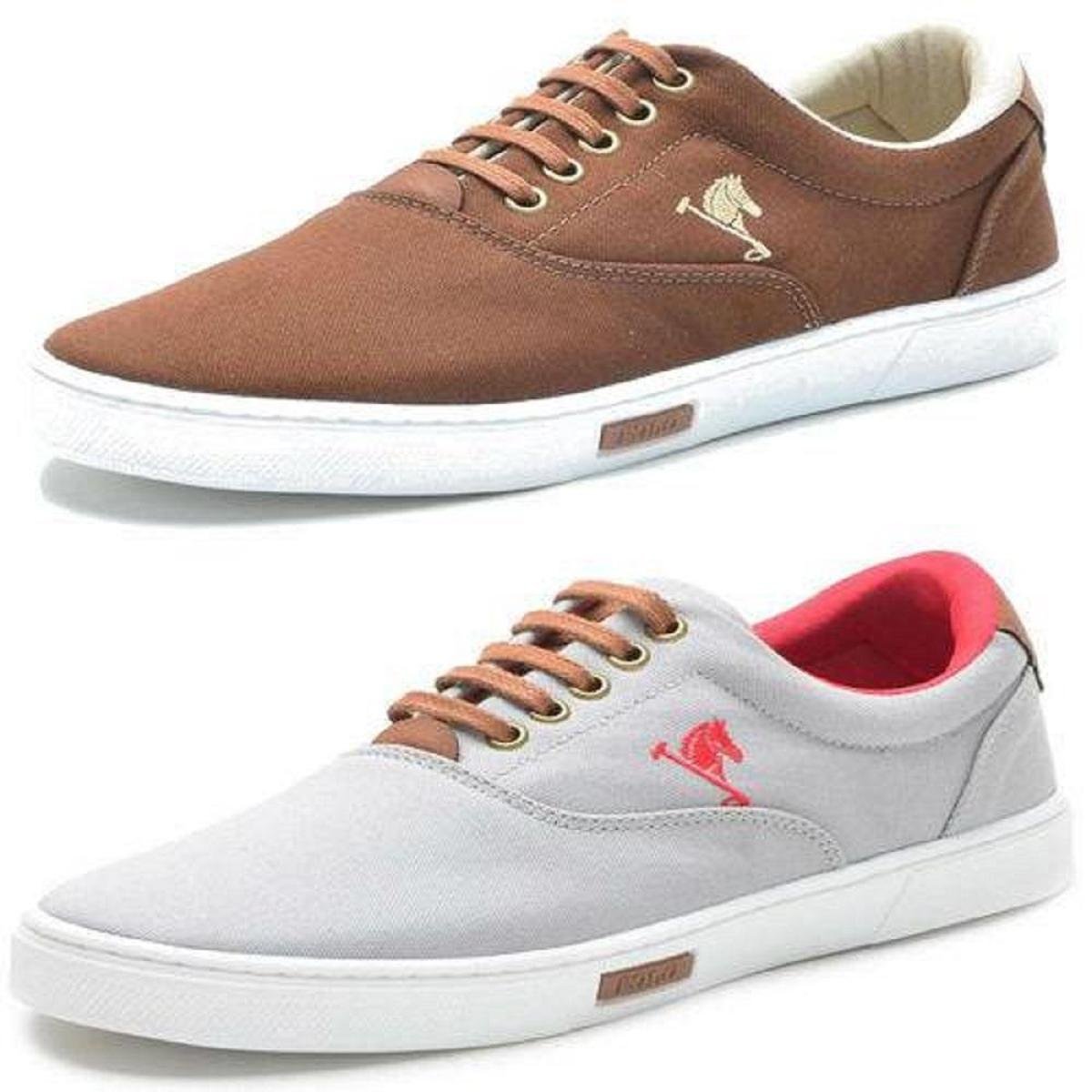 Kit 2 Pares Sapatênis Polo Joy - Marrom+Cinza | Zattini