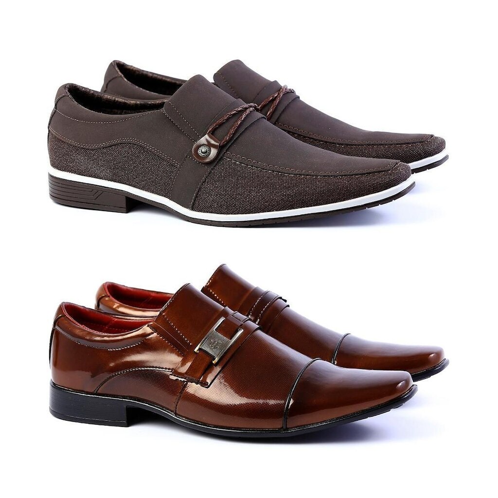 Kit 2 Pares Sapato Casual Venetto Thor Confort + Sapato Social Cedro Verniz