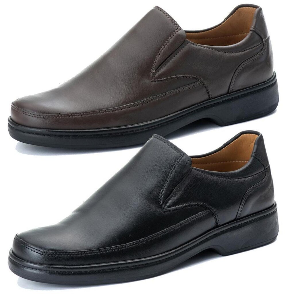 Kit 2 Pares Sapato Comfort Em Couro Café-Preto