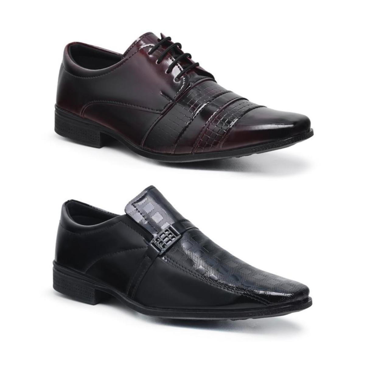 Kit 2 Pares Sapato Social Masculino Verniz Elegante Leve Menor preço em Kit 2 Pares Sapato Social Masculino Verniz Elegante Leve