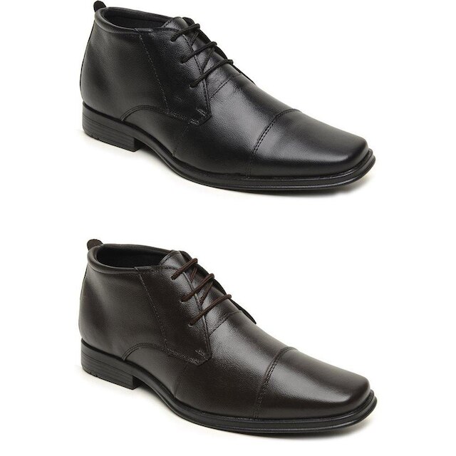 Kit 2 Pares Sapato Social Sandalo Cano Alto Plaza Preto/cafe