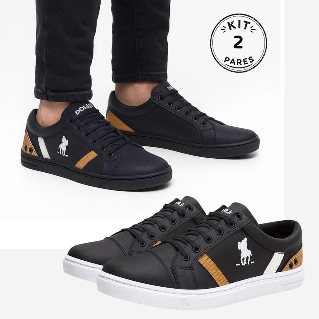 Kit 2 Pares Tênis Casual Masculino Polo CWB Super Macio e Confortável Street 08 B