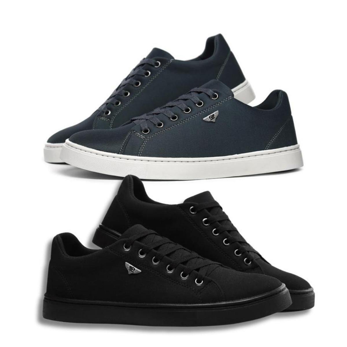 Kit 2 Pares Tenis Conforto Casual Estilo - Cinza Menor preço em Kit 2 Pares Tenis Conforto Casual Estilo - Cinza