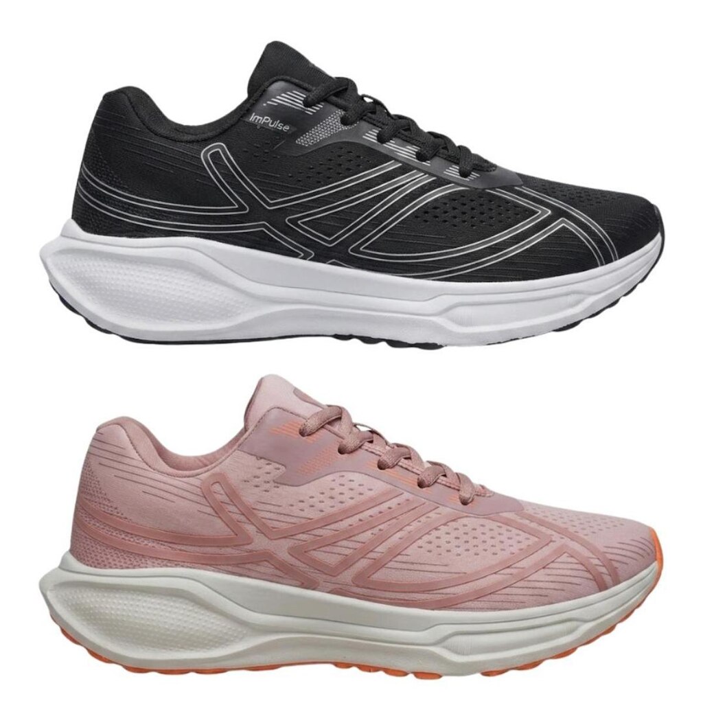 Kit 2 Pares Tênis Impulse Unissex Leve Macio Confortável Para Dia a Dia Treino Academia Caminhada