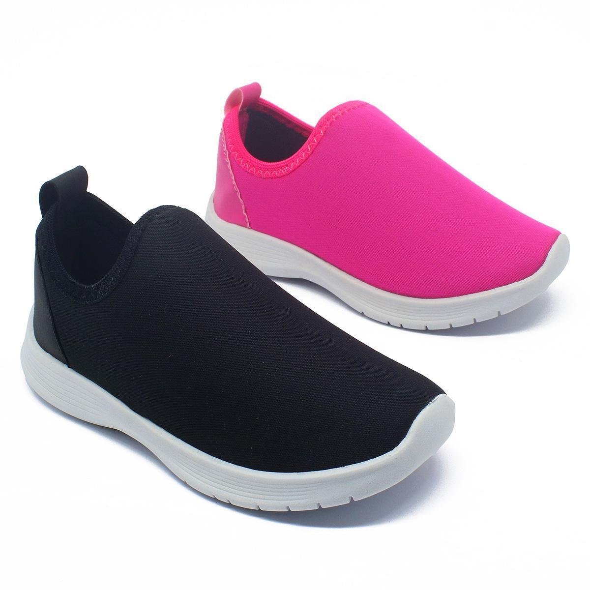 Kit 2 Pares Tênis Infantil Escolar Calce Facil Leve Confortável Macio Liso Menor preço em Kit 2 Pares Tênis Infantil Escolar Calce Facil Leve Confortável Macio Liso