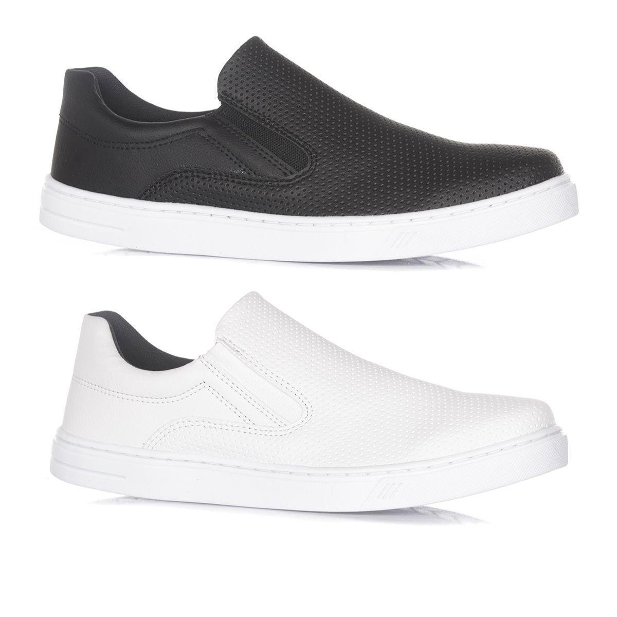 Kit 2 Pares Tenis Slip On Summer Casual Estiloso e Confortavel Lançamento - Preto+Branco Menor preço em Kit 2 Pares Tenis Slip On Summer Casual Estiloso e Confortavel Lançamento - Preto+Branco