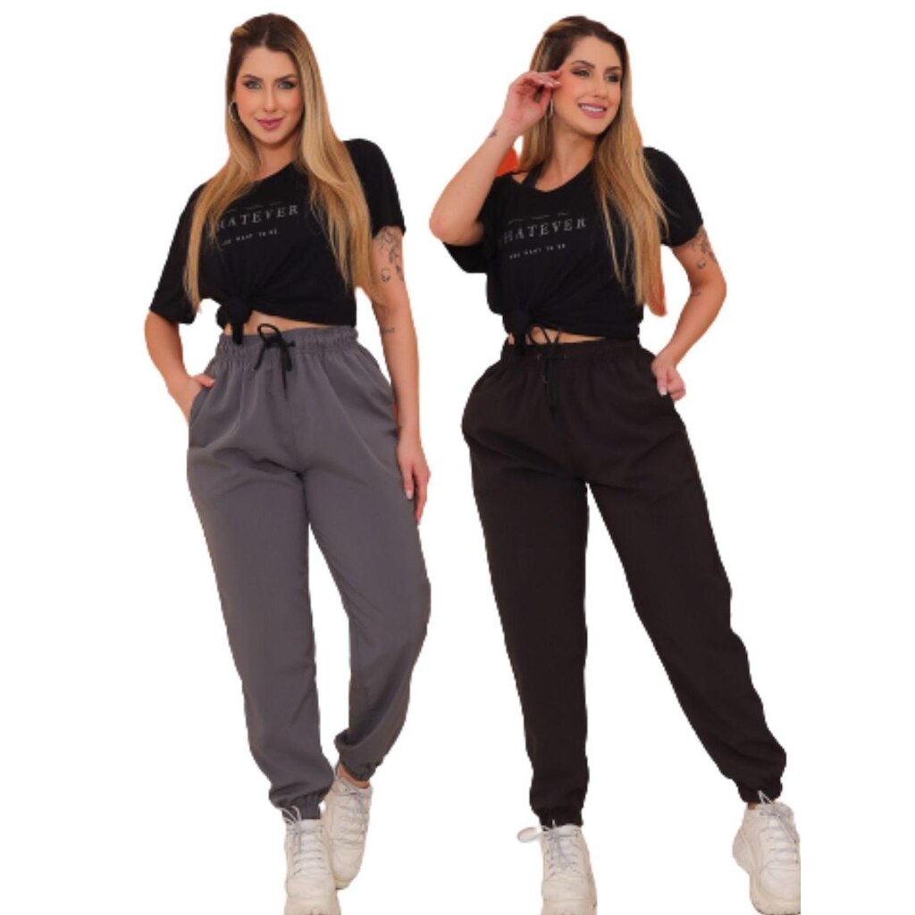 Kit 2 Peças - Calça Feminina Jogger Esportiva Bomber com Elastano
