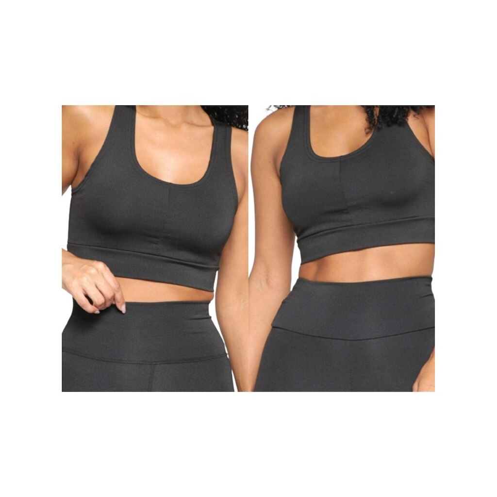 Kit 2 Peças - Top Cropped Nadador com Bojo Removível Esportivo Academia