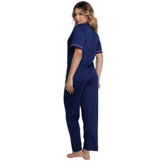 KIT 2 Pijama Blogueira Manga Curta Bella Fiore Botões Roupa Para Dormir Inverno Linha Noite
