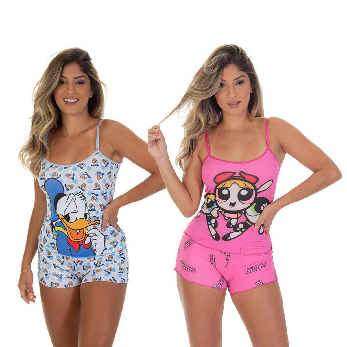 Kit 2 Pijama Short Doll Personagem Frishop Adulto Menor preço em Kit 2 Pijama Short Doll Personagem Frishop Adulto