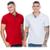 Kit 2 Polos Masculina Básicas Piquet no Estilo Clássico Bordado - Vermelho