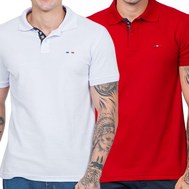 Kit 2 Polos Masculina Básicas Piquet no Estilo Clássico Bordado