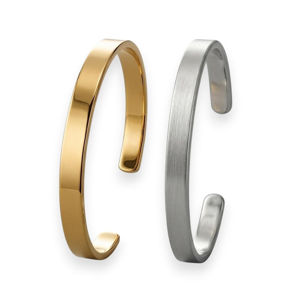 Kit 2 Pulseiras Masculinas Aço Inox Prata Dourada Bracelete Ajustável