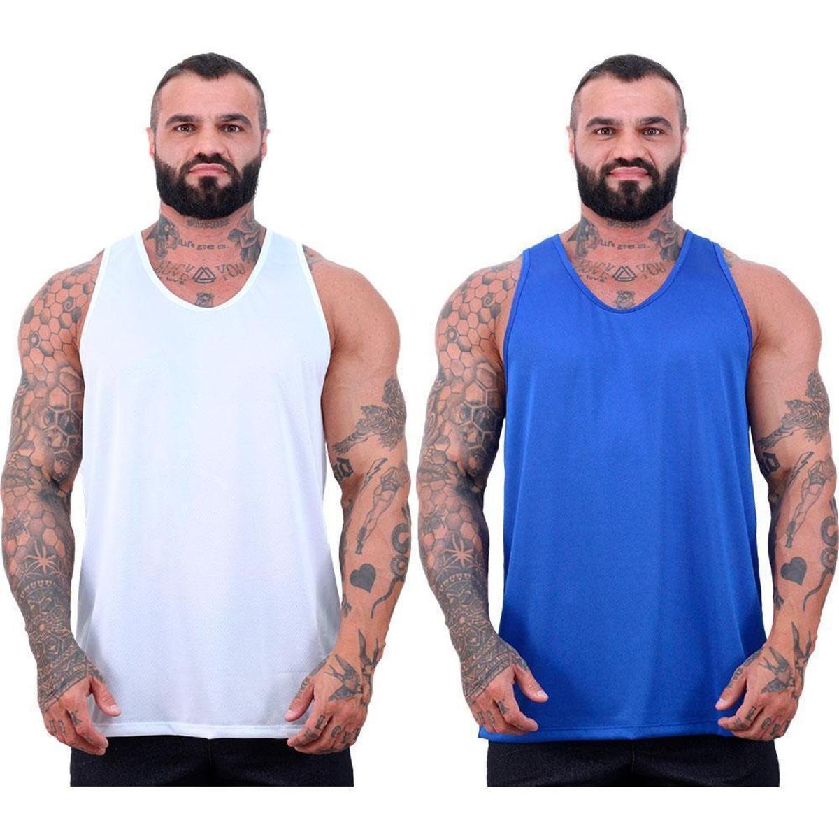 Kit 2 Regata Cavada Dry Rajado Masculina MXD Estampada Menor preço em Kit 2 Regata Cavada Dry Rajado Masculina MXD Estampada