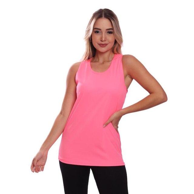 Kit 2 Regata Feminina Dry Lisa Básica Proteção Solar UV Treino Academia Ciclismo