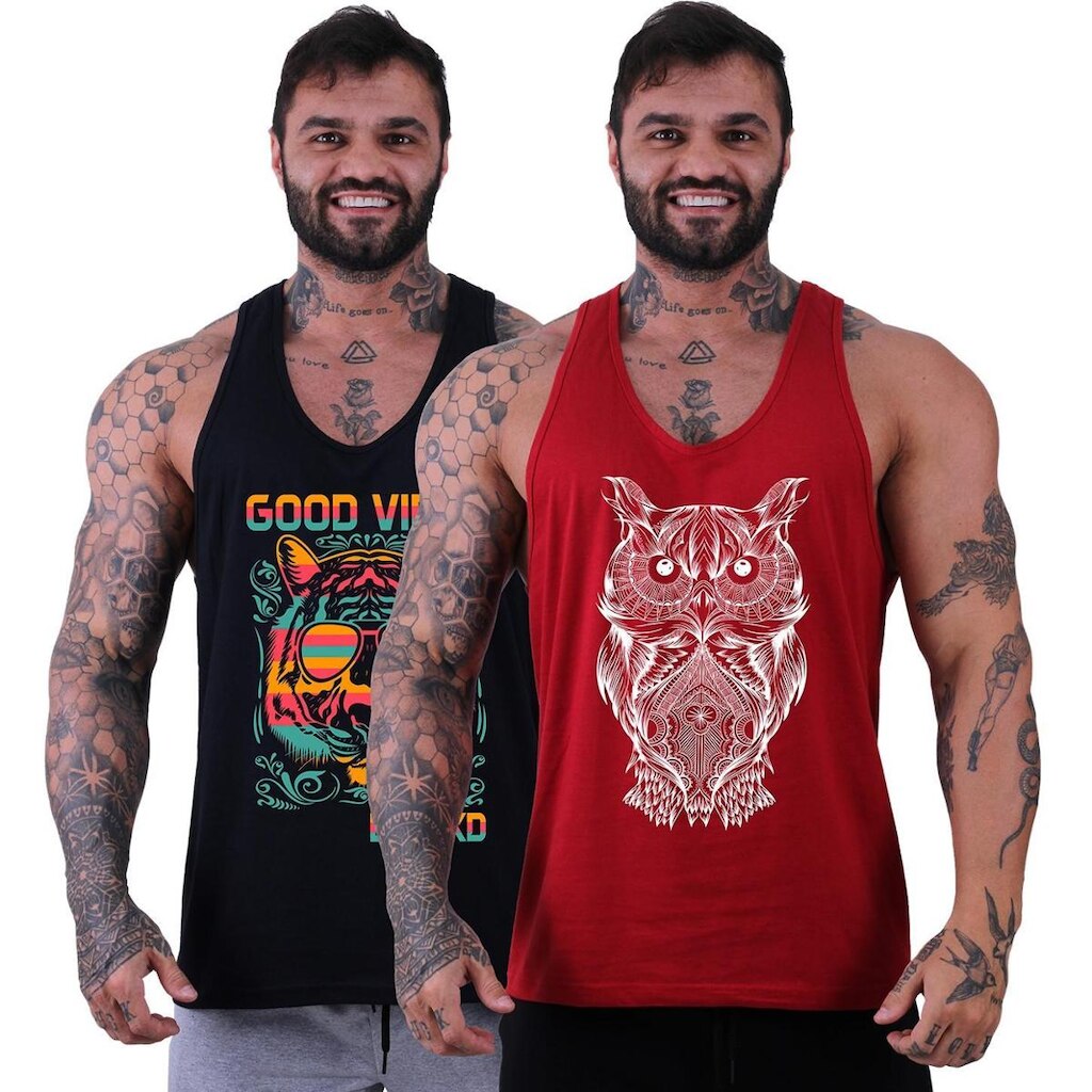Kit 2 Regatas Cavadas Masculina MXD Conceito Academia Fitness Musculação