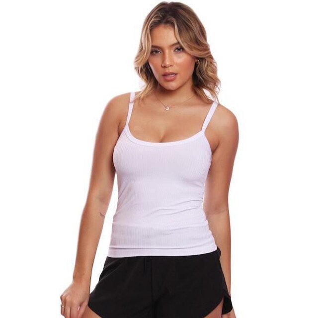 Kit 2 Regatas De Alcinha Canelado Lisa Básica Feminina