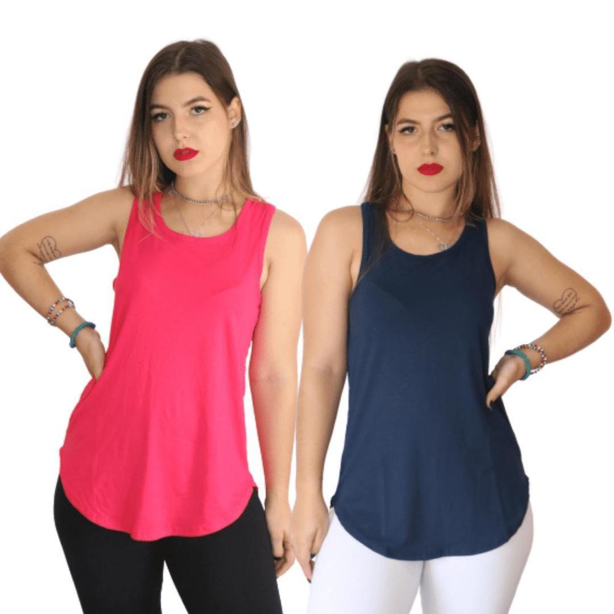 Kit 2 Regatas Feminina Long Line Longuinha Academia Moda Fitness Menor preço em Kit 2 Regatas Feminina Long Line Longuinha Academia Moda Fitness