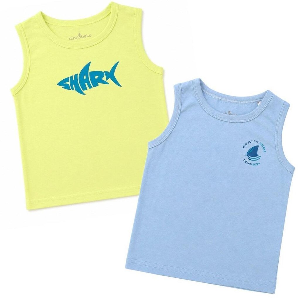 Kit 2 Regatas Infantil Menino Mar Alphabeto