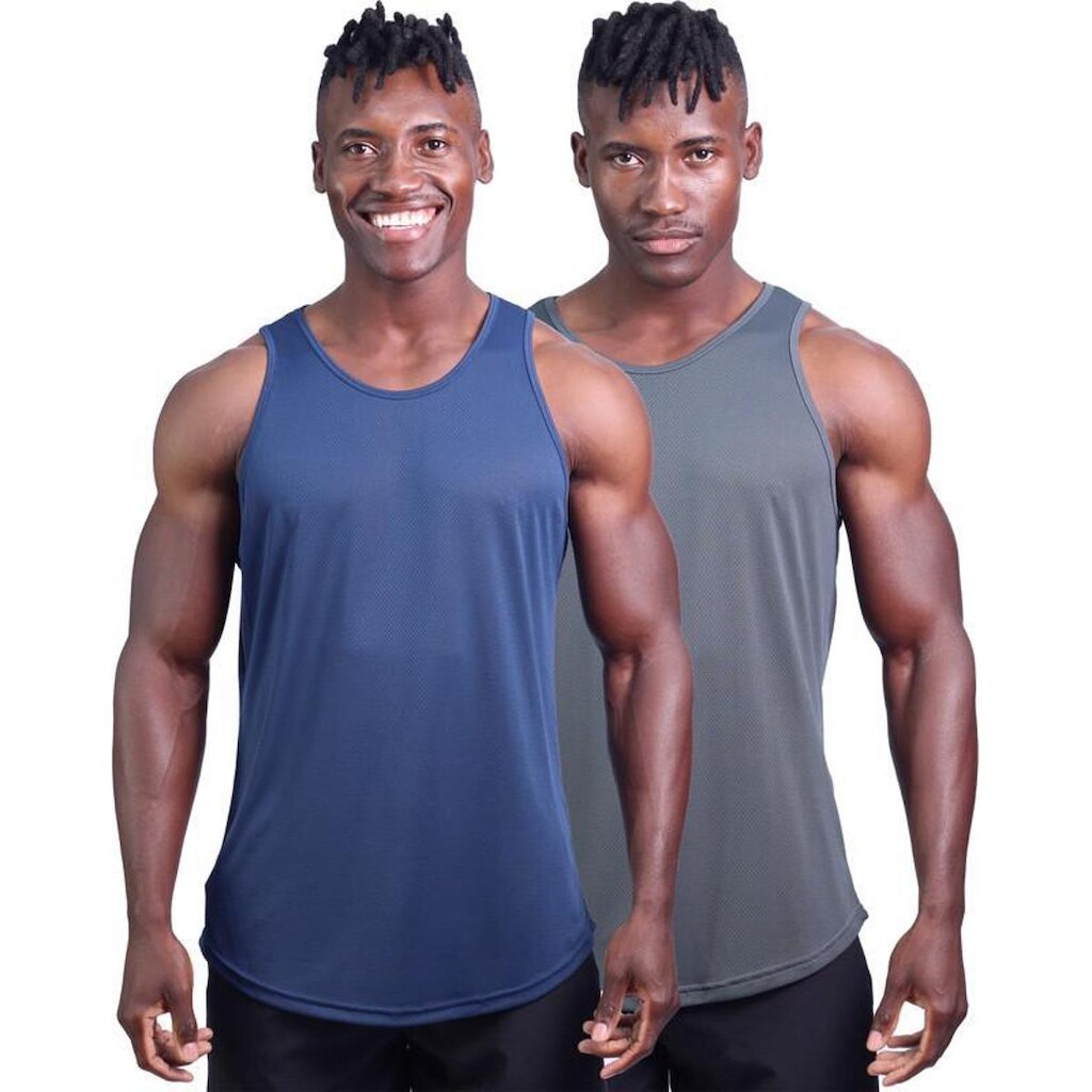KIT 2 Regatas Poliamida Cavada Longline Masculina Premium MXD Conceito