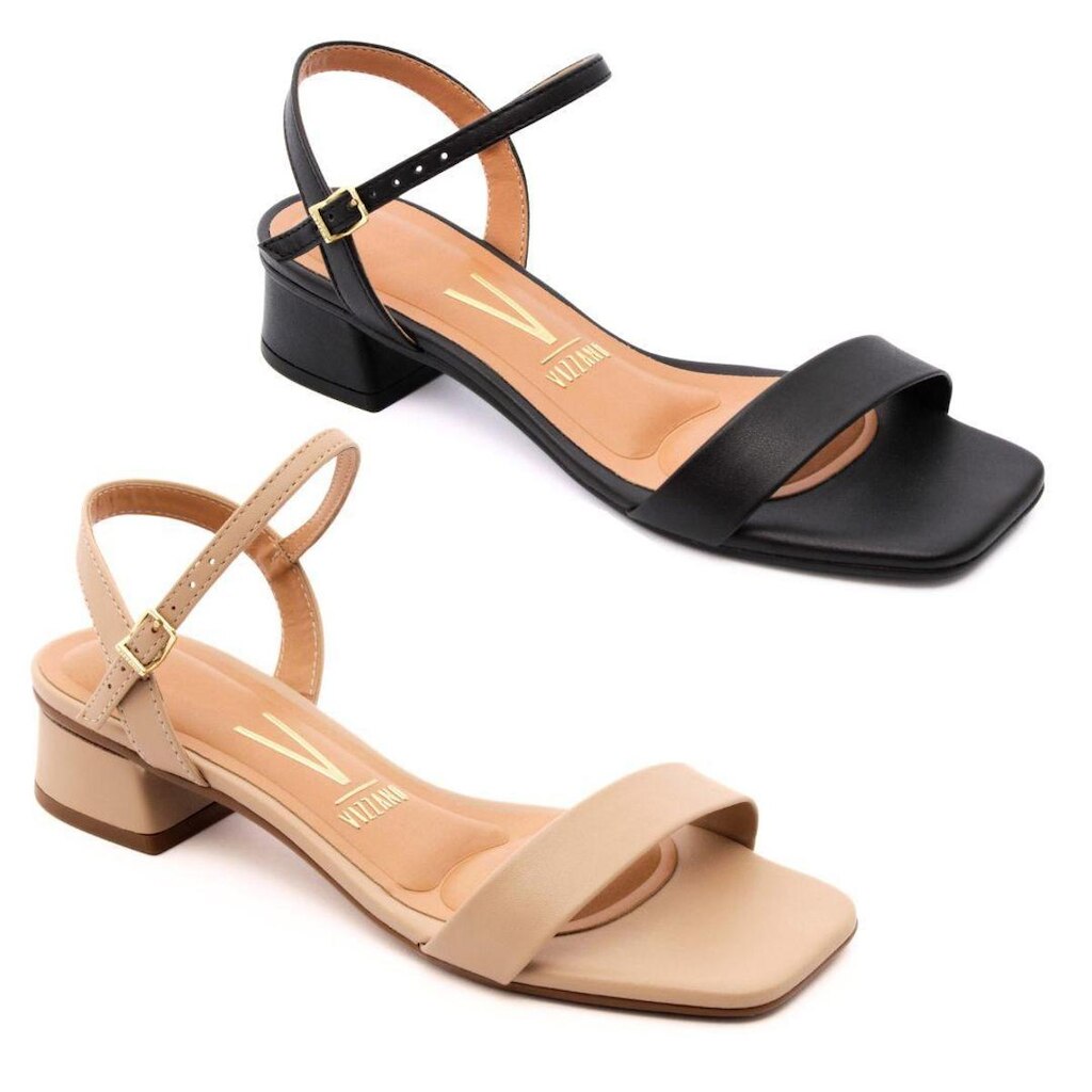 Kit 2 Sandália Vizzano Feminina Salto Bloco Baixo Original