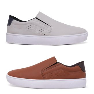 Kit 2 Sapatênis Casual Masculino Confort Fechamento Elástico