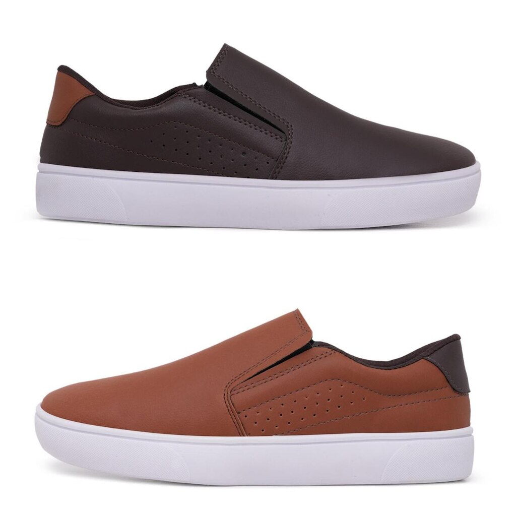 Kit 2 Sapatênis Casual Masculino Confort Fechamento Elástico