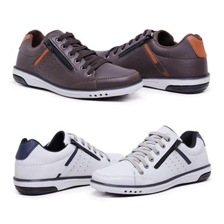 Kit 2 Sapatênis Casual Masculino Fechamento Zíper e Elástico