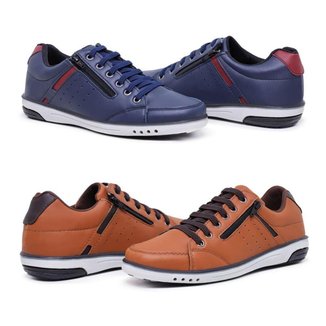 Kit 2 Sapatênis Casual Masculino Fechamento Zíper e Elástico