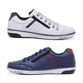 Kit 2 Sapatênis Casual Masculino Fechamento Zíper e Elástico
